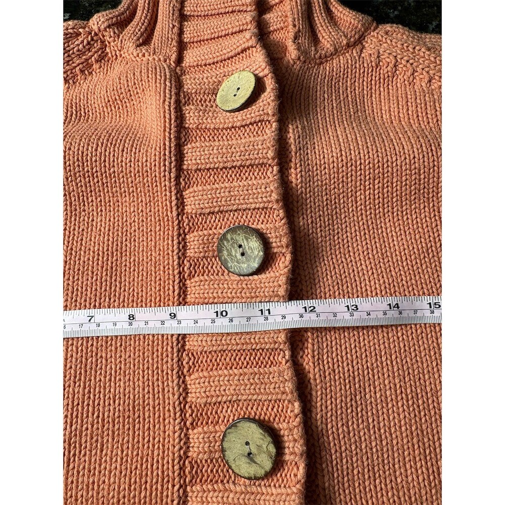 Chico's Cardigan Sweater Womens Size 2 Large Orange Chunky Knit Button - Picture 9 of 10